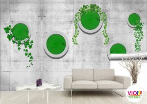 Fototapet-3D-Green-on-Wall