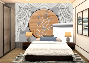 Fototapet-3D-Dormitor-Alb-Lemn